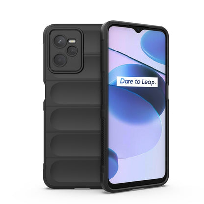 For OPPO Realme C35 Magic Shield TPU + Flannel Phone Case(Black) - Realme Cases by buy2fix | Online Shopping UK | buy2fix