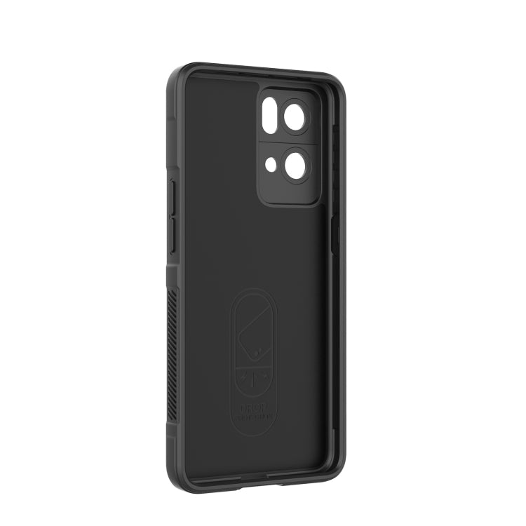 For OPPO Reno7 Pro 5G Magic Shield TPU + Flannel Phone Case(Black) - OPPO Cases by buy2fix | Online Shopping UK | buy2fix