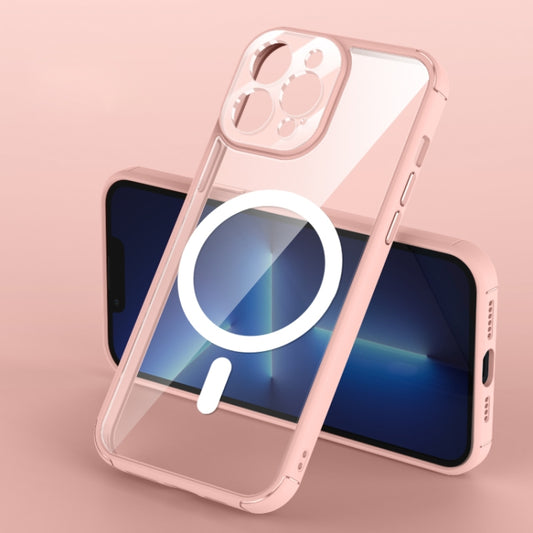 For iPhone 12 Pro Max Soft Shield MagSafe Magnetic Acrylic Transparent PC Phone Case(Pink) - iPhone 12 Pro Max Cases by buy2fix | Online Shopping UK | buy2fix