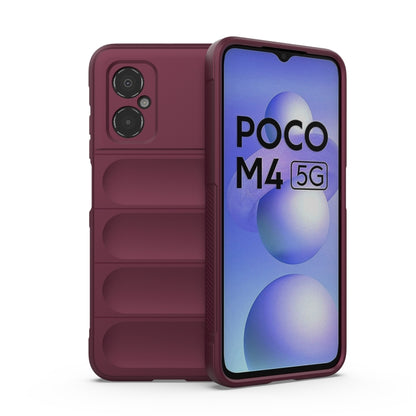 For Xiaomi Poco M4 5G Magic Shield TPU + Flannel Phone Case(Wine Red) - Xiaomi Cases by buy2fix | Online Shopping UK | buy2fix