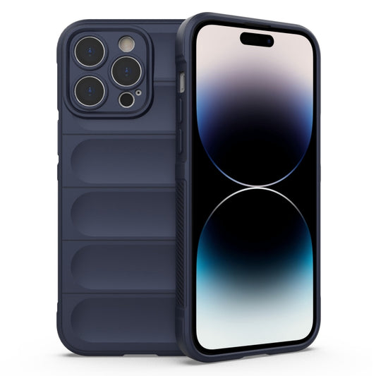 For iPhone 14 Pro Max Magic Shield TPU + Flannel Phone Case (Dark Blue) - iPhone 14 Pro Max Cases by buy2fix | Online Shopping UK | buy2fix