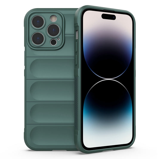 For iPhone 14 Pro Max Magic Shield TPU + Flannel Phone Case (Dark Green) - iPhone 14 Pro Max Cases by buy2fix | Online Shopping UK | buy2fix