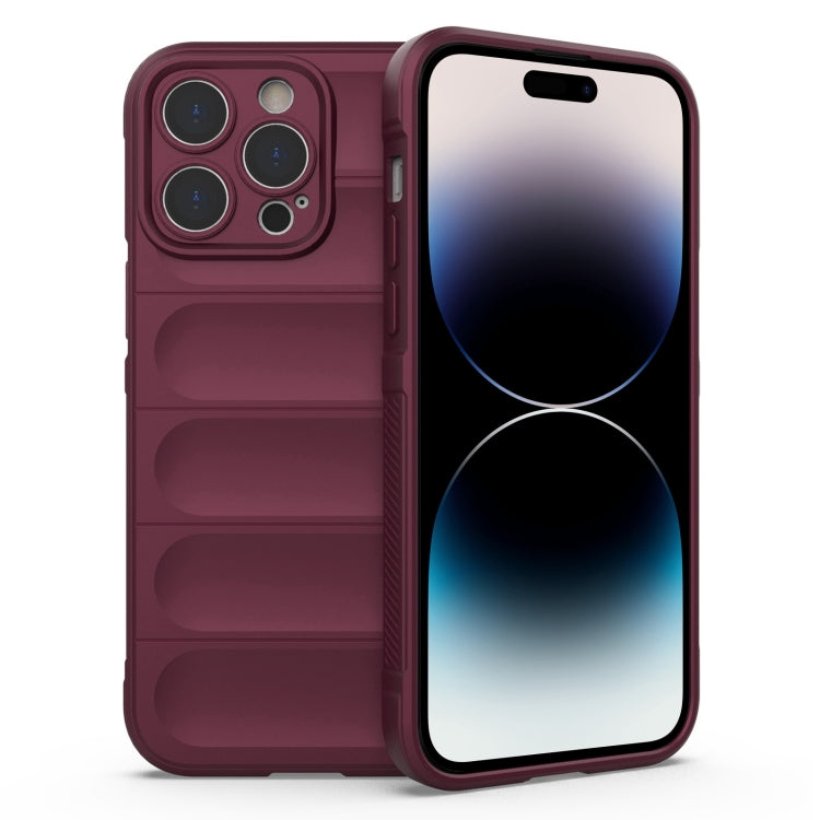 For iPhone 14 Pro Magic Shield TPU + Flannel Phone Case(Wine Red) - iPhone 14 Pro Cases by buy2fix | Online Shopping UK | buy2fix