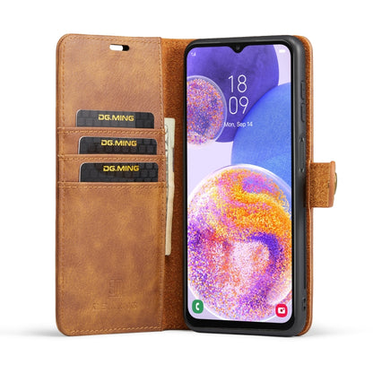 For Samsung Galaxy A23 5G DG.MING Crazy Horse Texture Detachable Magnetic Leather Phone Case(Brown) - Galaxy Phone Cases by DG.MING | Online Shopping UK | buy2fix