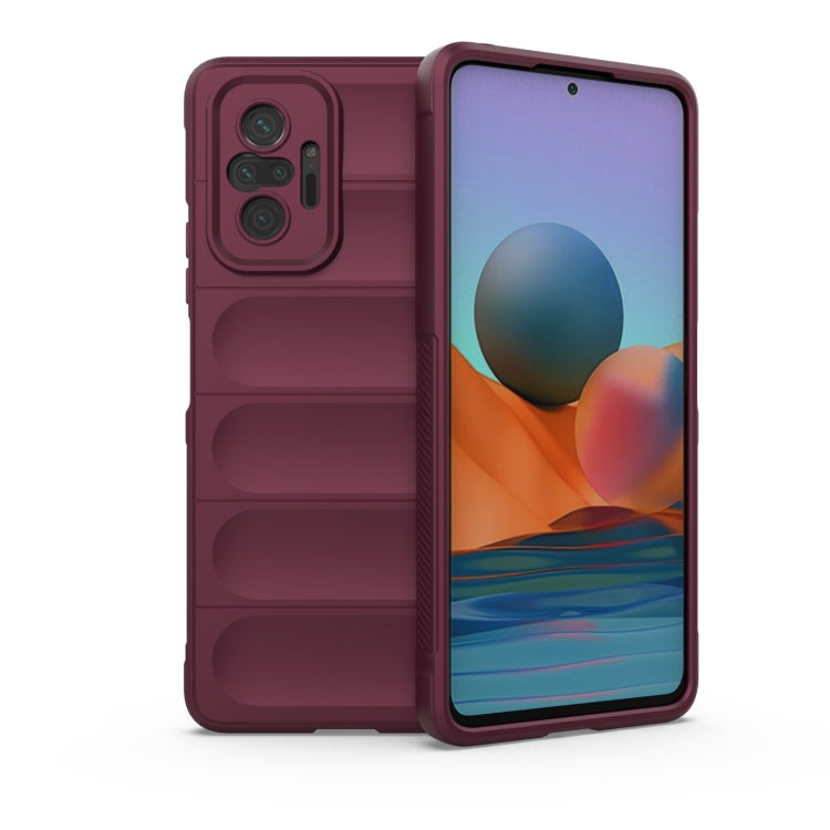 For Xiaomi Redmi Note 10 Pro 4G Magic Shield TPU + Flannel Phone Case(Wine Red) - Xiaomi Cases by buy2fix | Online Shopping UK | buy2fix