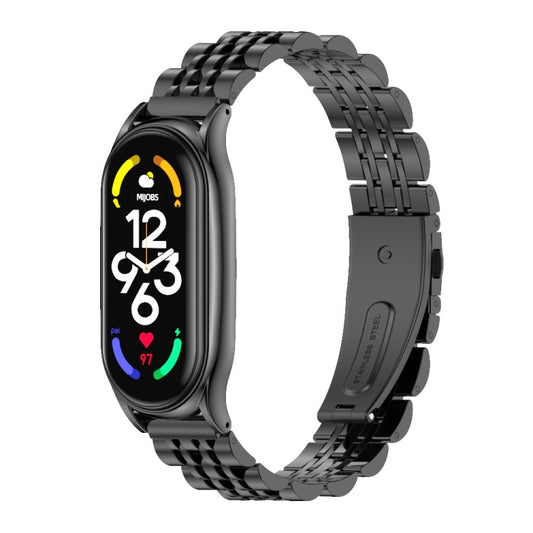 For Xiaomi Mi Band 7 / 7 NFC MIJOBS Plus Seven-bead Metal Stainless Steel Watch Band(Black) - Watch Bands by MIJOBS | Online Shopping UK | buy2fix