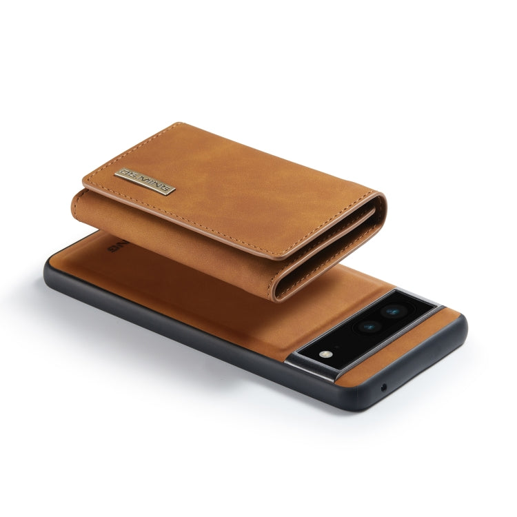 For Google Pixel 6A DG.MING M1 Series 3-Fold Multi Card Wallet + Magnetic Phone Case(Brown) - Google Cases by DG.MING | Online Shopping UK | buy2fix