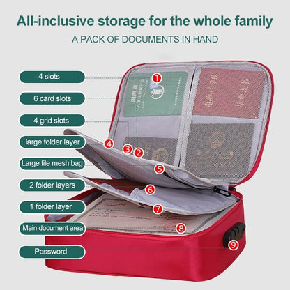 Multifunctional Thickened Large-capacity Document Storage Bag, Specification:Three Layers with Card Slot(Wine Red) - Digital Storage Bag by buy2fix | Online Shopping UK | buy2fix