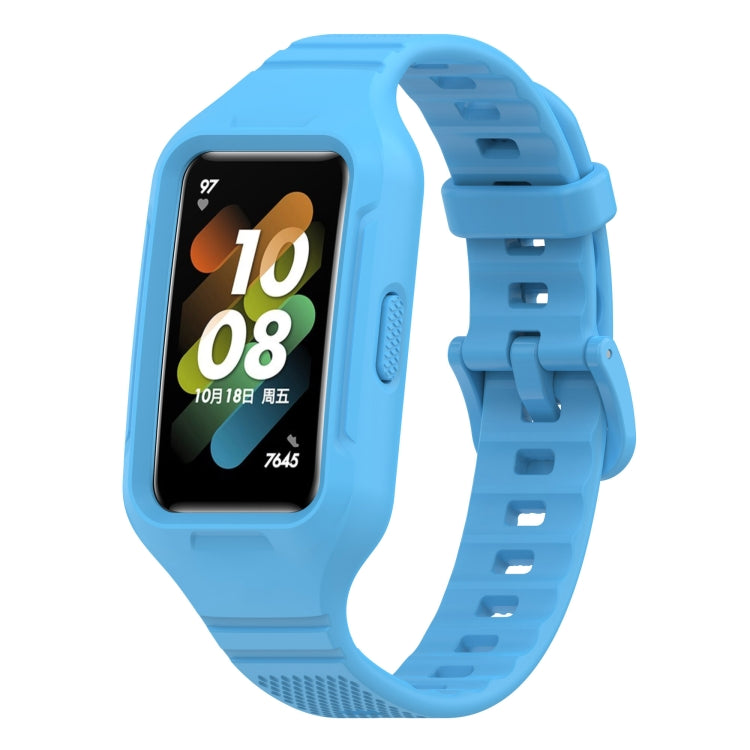 For Huawei Band 8 / Huawei Band 7 / Honor Band 6 Universal Integrated Silicone Watch Band(Sky Blue) - Watch Bands by buy2fix | Online Shopping UK | buy2fix