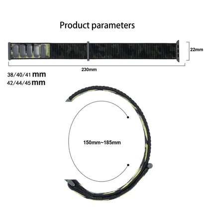 Nylon Loop Watch Band For  Apple Watch Ultra 49mm&Watch Ultra 2 49mm / Series 9&8&7 45mm / SE 3&SE 2&6&SE&5&4 44mm / 3&2&1 42mm(Lime Camouflage) - Watch Bands by buy2fix | Online Shopping UK | buy2fix