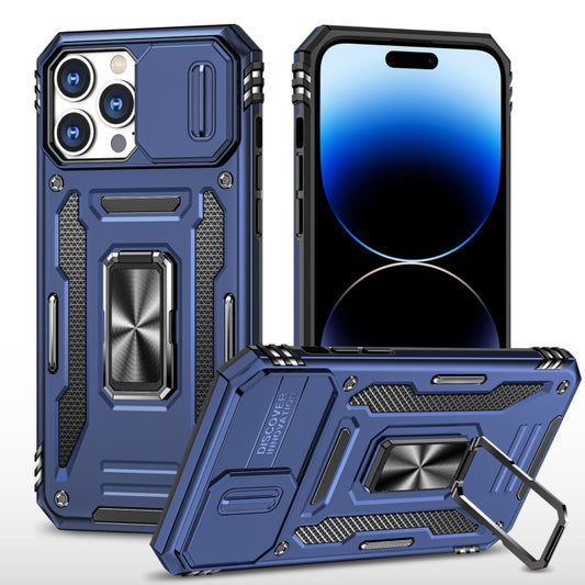 For iPhone 14 Pro Max Armor PC + TPU Camera Shield Phone Case (Navy Blue) - iPhone 14 Pro Max Cases by buy2fix | Online Shopping UK | buy2fix