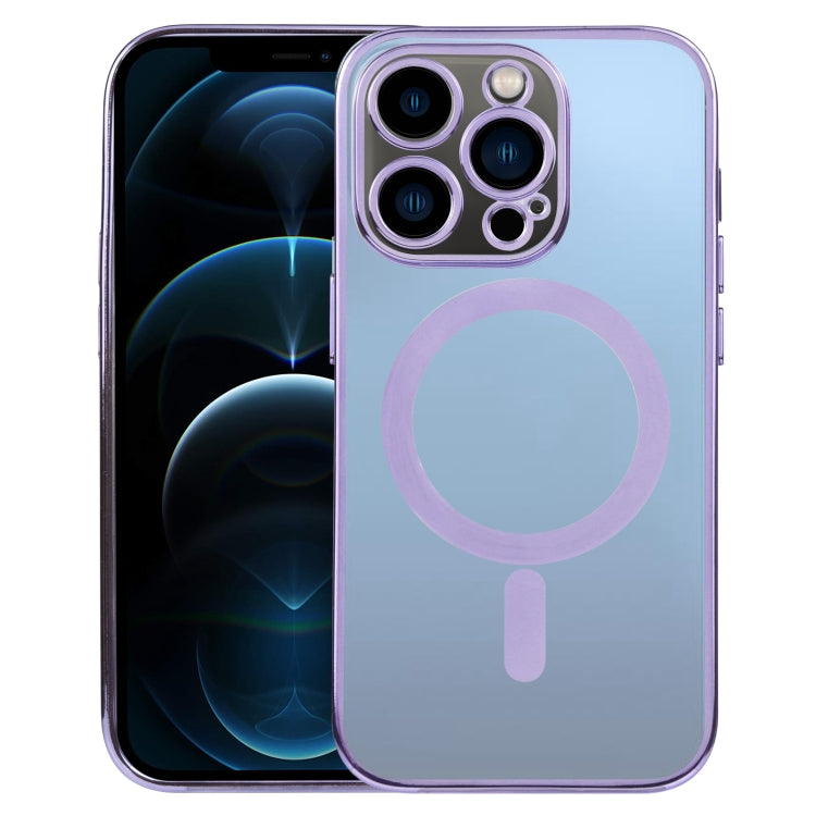 For iPhone 12 Pro Max MagSafe Electroplating Straight TPU Phone Case(Purple) - iPhone 12 Pro Max Cases by buy2fix | Online Shopping UK | buy2fix