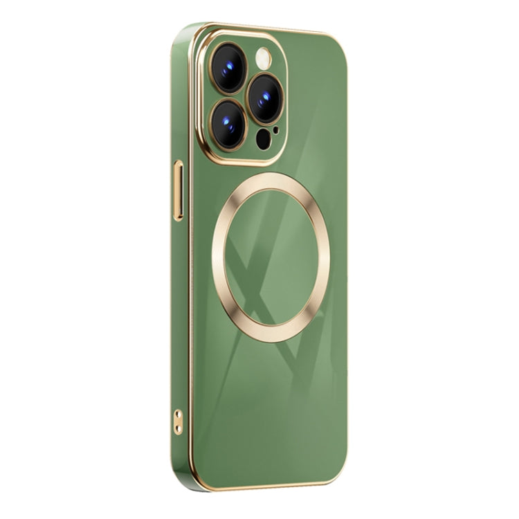 For iPhone 12 Pro Max 6D Gold Plated Magsafe Magnetic Phone Case(Green) - iPhone 12 Pro Max Cases by buy2fix | Online Shopping UK | buy2fix