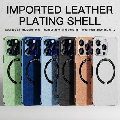 For iPhone 12 Pro Leather Electroplated Magsafe Case(Blue) - iPhone 12 / 12 Pro Cases by buy2fix | Online Shopping UK | buy2fix