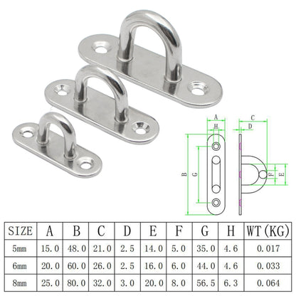 5 PCS 6mm 316 Stainless Steel Ship Oval Door Hinges Buckle - Marine Accessories & Parts by buy2fix | Online Shopping UK | buy2fix