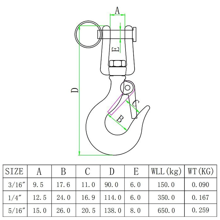 650kg Load Bearing 304 Stainless Steel Rotatable Fork Hoist Chain Lifting Cargo Hook - Marine Accessories & Parts by buy2fix | Online Shopping UK | buy2fix