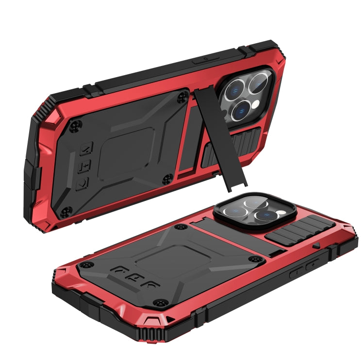 For iPhone 14 Pro R-JUST Shockproof Waterproof Dust-proof Case with Holder(Red) - iPhone 14 Pro Cases by R-JUST | Online Shopping UK | buy2fix