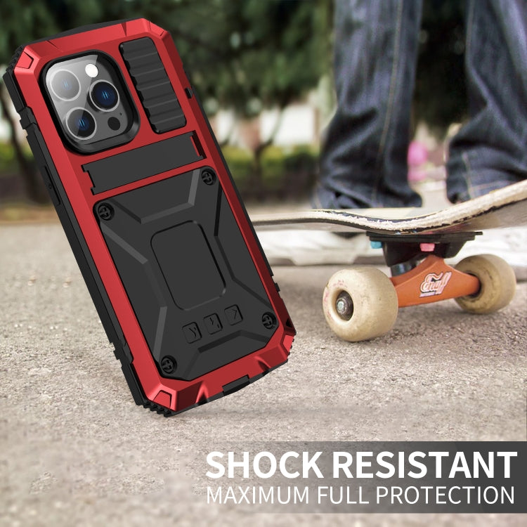 For iPhone 14 Pro R-JUST Shockproof Waterproof Dust-proof Case with Holder(Red) - iPhone 14 Pro Cases by R-JUST | Online Shopping UK | buy2fix