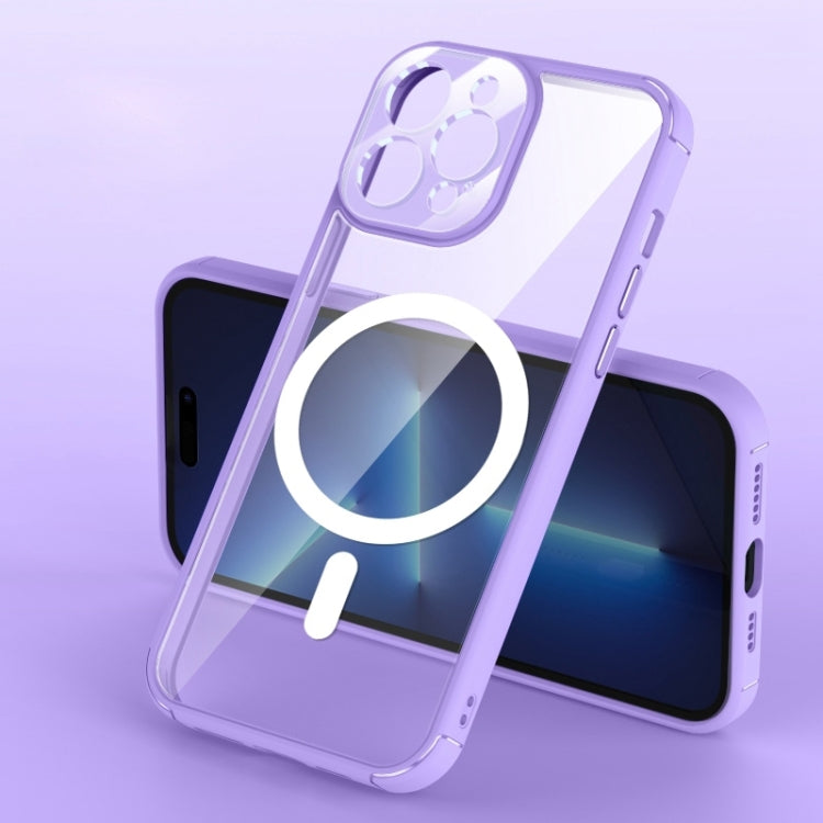 For iPhone 14 Pro Clear Acrylic PC MagSafe Phone Case(Purple) - iPhone 14 Pro Cases by buy2fix | Online Shopping UK | buy2fix