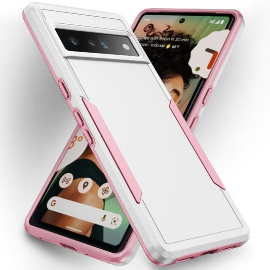 For Google Pixel 7 Pro Pioneer Armor Heavy Duty PC + TPU Phone Case(White+Pink) - Google Cases by buy2fix | Online Shopping UK | buy2fix