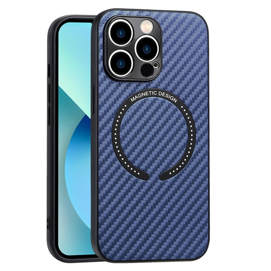 For iPhone 12 Pro Max Carbon Fiber Texture MagSafe Magnetic Phone Case(Blue) - iPhone 12 Pro Max Cases by buy2fix | Online Shopping UK | buy2fix