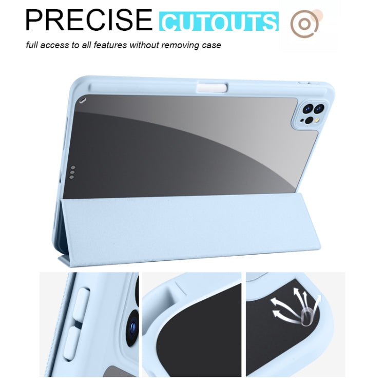 For iPad Air 13 2024 / Pro 12.9 2022 / 2021 / 2020 / 2018 Acrylic 3-folding Smart Leather Tablet Case(Sky Blue) - iPad Pro 12.9 (2022/2021) Cases by buy2fix | Online Shopping UK | buy2fix