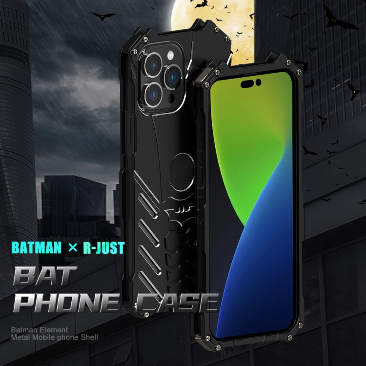 For iPhone 14 Pro Max R-JUST Batman Metal Mobile Phone Protective Case (Black) - iPhone 14 Pro Max Cases by R-JUST | Online Shopping UK | buy2fix