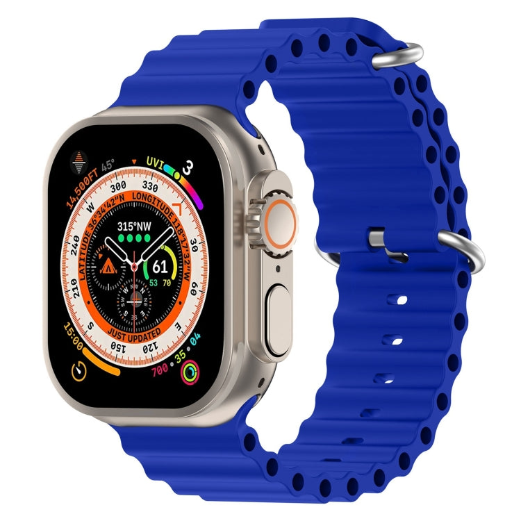 Ocean Silicone Watch Band For Apple Watch Ultra 49mm / Series 8&7 45mm / SE 2&6&SE&5&4 44mm (Sapphire Blue) - Watch Bands by buy2fix | Online Shopping UK | buy2fix