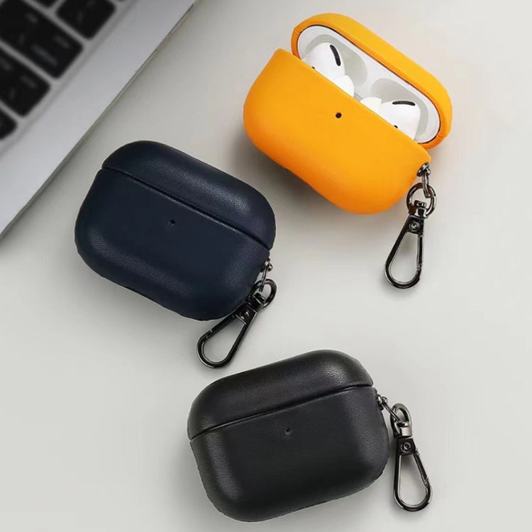 For Apple AirPods Pro 2 PU Leather Wireless Bluetooth Earphone Protective Case(Yellow) - For AirPods Pro 2 by buy2fix | Online Shopping UK | buy2fix