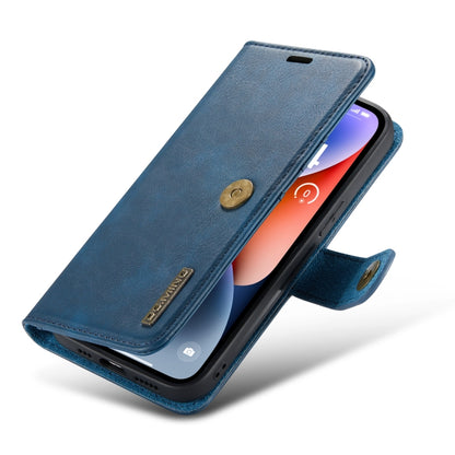 For iPhone 14 DG.MING Crazy Horse Texture Detachable Magnetic Leather Case(Blue) - iPhone 14 Cases by DG.MING | Online Shopping UK | buy2fix