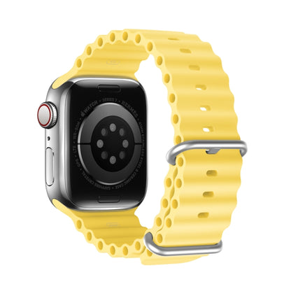 DUX DUCIS Sea Wave Silicone Watch Band For Apple Watch Series 8&7 45mm / SE 2&6&SE&5&4 44mm / 3&2&1 42mm(Yellow) - Watch Bands by DUX DUCIS | Online Shopping UK | buy2fix