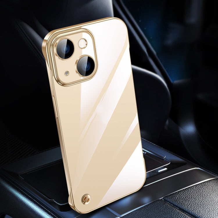 For iPhone 14 Electroplating Frameless Clear PC Phone Case(Gold) - iPhone 14 Cases by buy2fix | Online Shopping UK | buy2fix