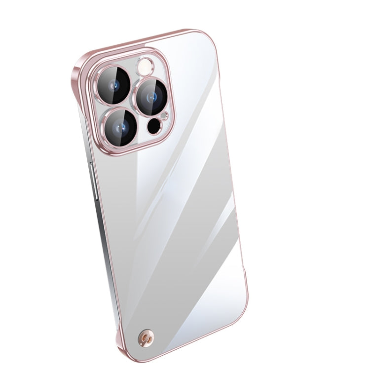 For iPhone 14 Pro Electroplating Frameless Clear PC Phone Case(Pink) - iPhone 14 Pro Cases by buy2fix | Online Shopping UK | buy2fix