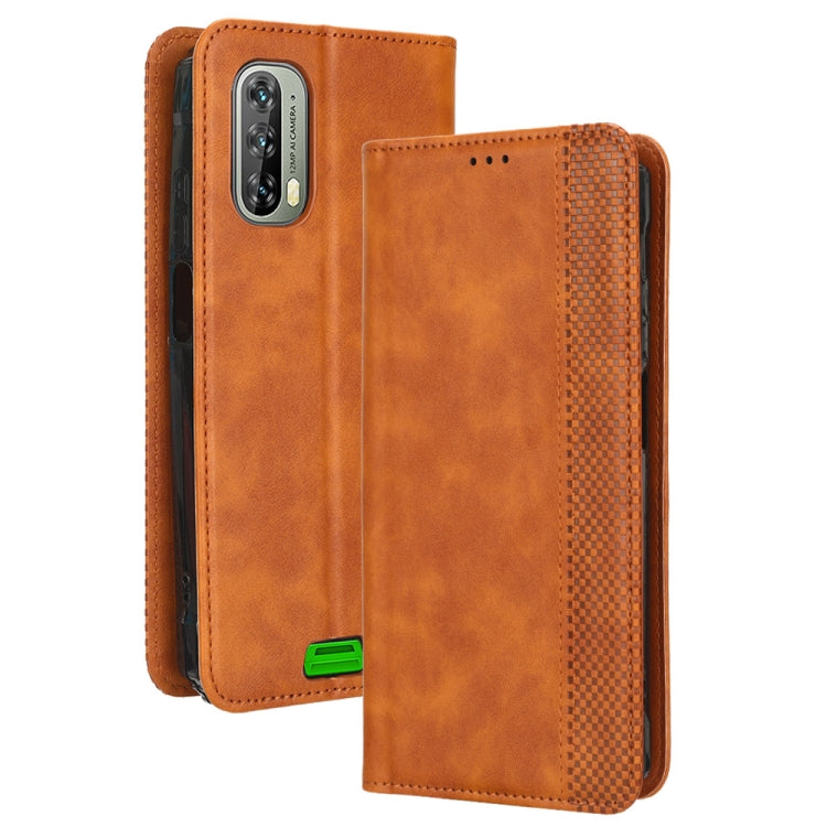 For Blackview BV7100 Magnetic Buckle Retro Texture Leather Phone Case(Brown) - More Brand by buy2fix | Online Shopping UK | buy2fix