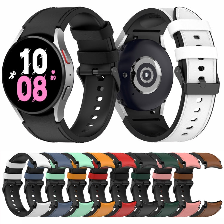 For Samsung Galaxy Watch5 44mm / 40mm Silicone Leather Black Buckle Watch Band, Size:L(White) - Watch Bands by buy2fix | Online Shopping UK | buy2fix