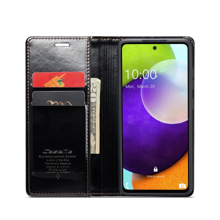 For Samsung Galaxy A52 CaseMe 003 Crazy Horse Texture Leather Phone Case(Black) - Galaxy Phone Cases by CaseMe | Online Shopping UK | buy2fix