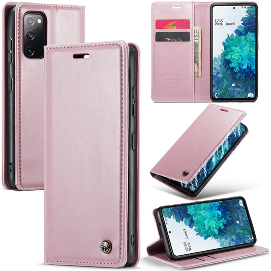 For Samsung Galaxy S20 FE CaseMe 003 Crazy Horse Texture Leather Phone Case(Rose Gold) - Galaxy Phone Cases by CaseMe | Online Shopping UK | buy2fix