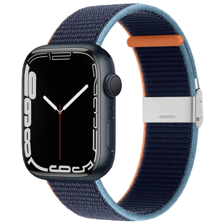 Metal Buckle Nylon Strap For Apple Watch Ultra 49mm / Series 8&7 45mm / SE 2&6&SE&5&4 44mm / 3&2&1 42mm(Navy Blue) - Watch Bands by buy2fix | Online Shopping UK | buy2fix