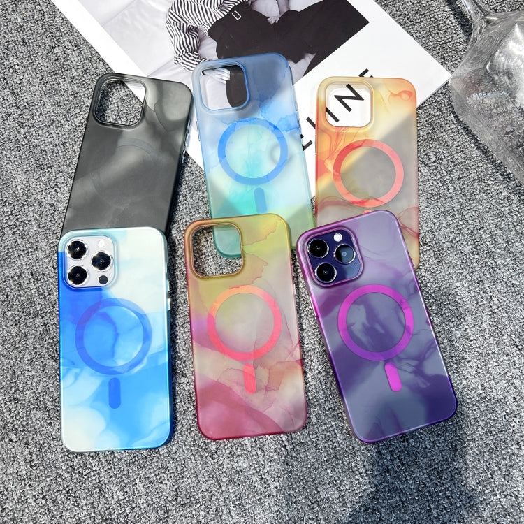 For iPhone 14 Pro MagSafe Magnetic Watercolor TPU Phone Case(Black) - iPhone 14 Pro Cases by buy2fix | Online Shopping UK | buy2fix