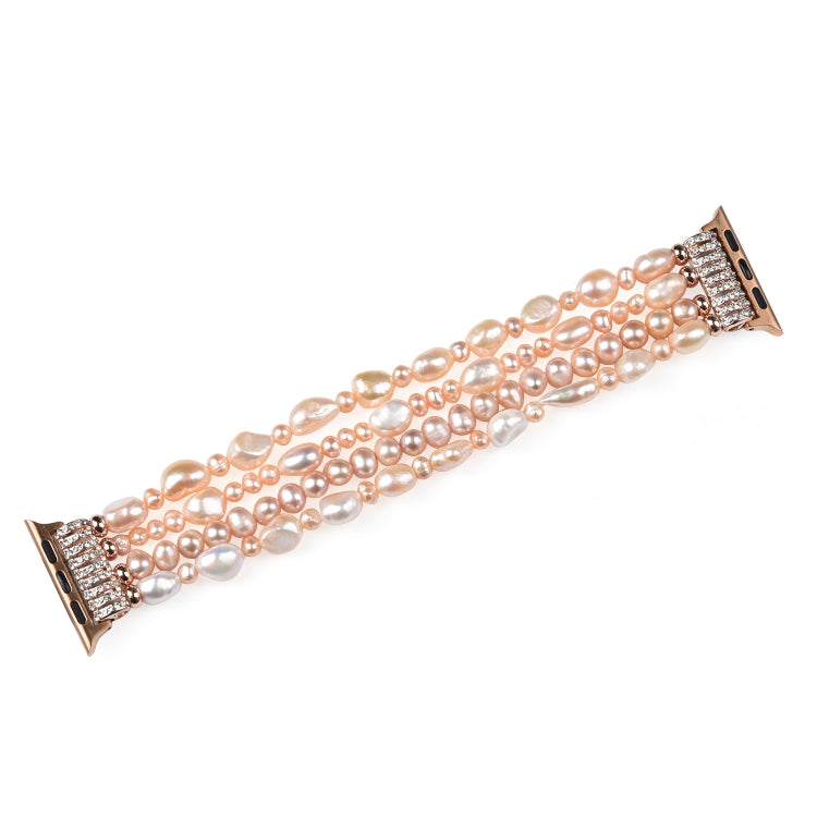 For Apple Watch 5 & 4 40mm / 3 & 2 & 1 38mm Pearl Crystal Watch Band(Natural Pearl) - Watch Bands by buy2fix | Online Shopping UK | buy2fix