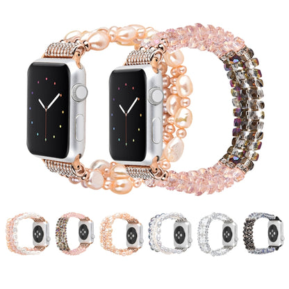 For Apple Watch 5 & 4 40mm / 3 & 2 & 1 38mm Pearl Crystal Watch Band(Natural Pearl) - Watch Bands by buy2fix | Online Shopping UK | buy2fix