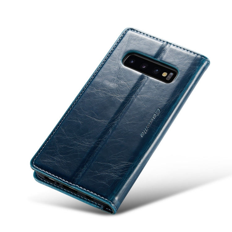 For Samsung Galaxy S10 CaseMe 003 Crazy Horse Texture Leather Phone Case(Blue) - Galaxy Phone Cases by CaseMe | Online Shopping UK | buy2fix