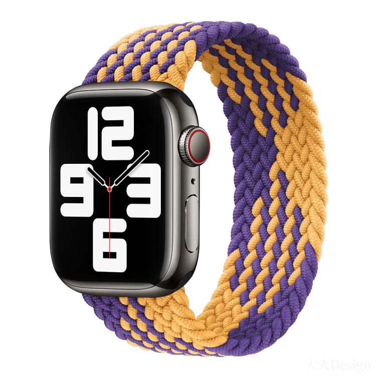 Nylon Single-turn Braided Watch Band For Apple Watch Ultra 49mm / Series 8&7 45mm / SE 2&6&SE&5&4 44mm / 3&2&1 42mm, Length:165mm (Purple+Orange) - Watch Bands by buy2fix | Online Shopping UK | buy2fix