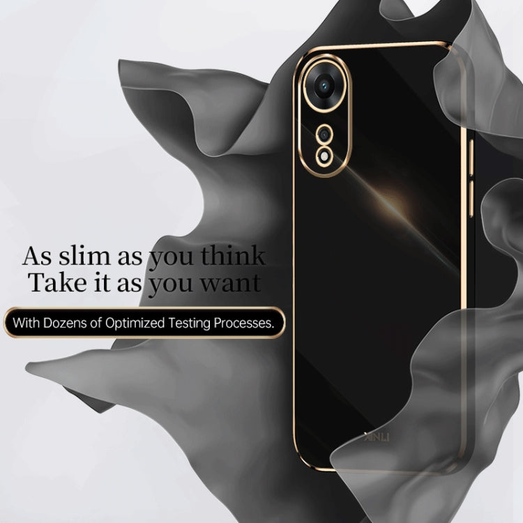 For OPPO A58 5G XINLI Straight 6D Plating Gold Edge TPU Phone Case(Black) - OPPO Cases by buy2fix | Online Shopping UK | buy2fix