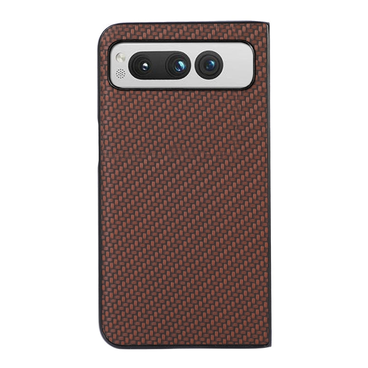 For Google Pixel Fold Carbon Fiber Texture Shockproof Phone Case(Brown) - Google Cases by buy2fix | Online Shopping UK | buy2fix