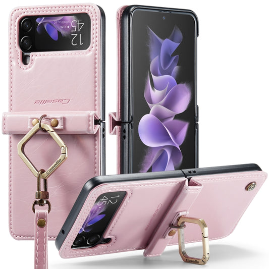 For Samsung Galaxy Z Flip3 5G CaseMe 003 Crazy Horse Texture Leather Phone Case with Lanyard(Rose Gold) - Galaxy Phone Cases by CaseMe | Online Shopping UK | buy2fix