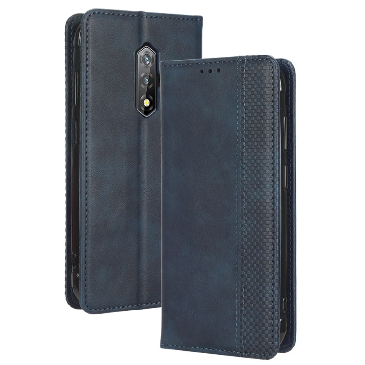 For Blackview BV5200 Magnetic Buckle Retro Texture Leather Phone Case(Blue) - More Brand by buy2fix | Online Shopping UK | buy2fix