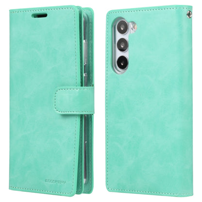 For Samsung Galaxy S23+ 5G GOOSPERY MANSOOR DIARY 9 Card Slots Leather Phone Case(Mint Green) - Galaxy S23+ 5G Cases by GOOSPERY | Online Shopping UK | buy2fix