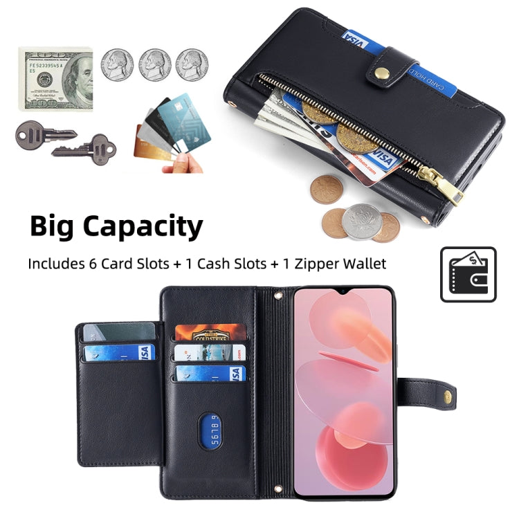 For Ulefone Note 12P Sheep Texture Cross-body Zipper Wallet Leather Phone Case(Black) - Ulefone Cases by buy2fix | Online Shopping UK | buy2fix