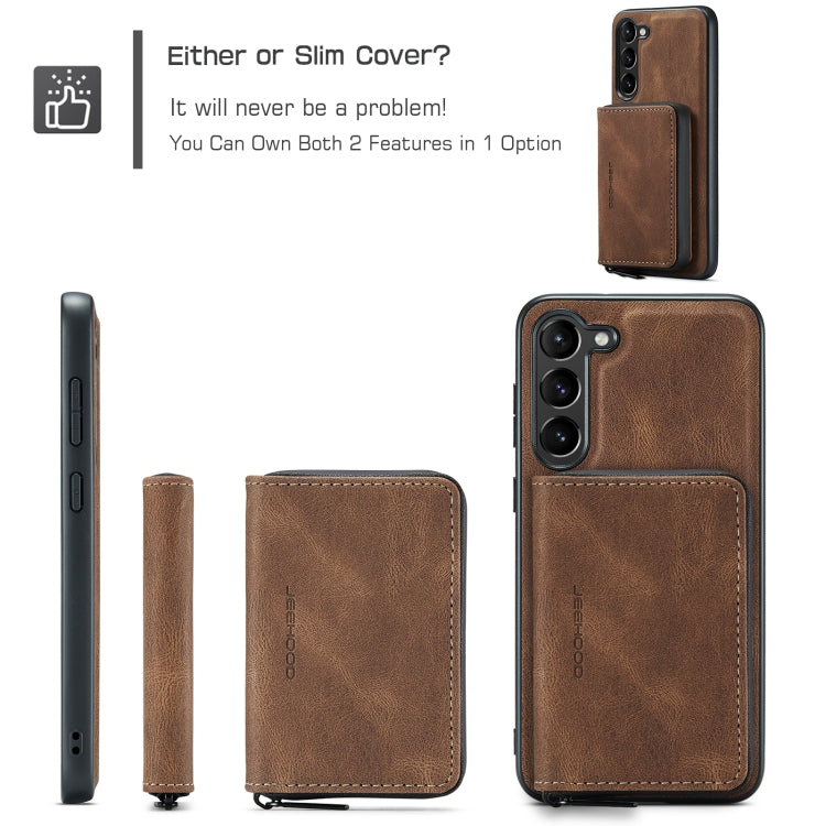 For Samsung Galaxy S24+ 5G JEEHOOD Magnetic Zipper Horizontal Flip Leather Phone Case(Brown) - Galaxy S24+ 5G Cases by JEEHOOD | Online Shopping UK | buy2fix